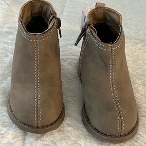 Carters Little Girl's Liana Ankle Boots Size 5 T, Taupe Glitter Accent Side Zip